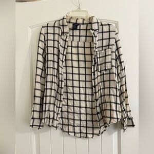 White Plaid Flannel Button Up